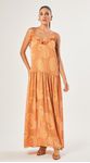 Vestido Longo de Alça Paisley Bege