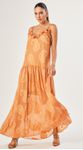 Vestido Longo de Alça Paisley Bege