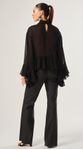 Blusa Manga Ampla com Babados Preto