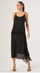 Saia Midi Metallic Stripes Preto 
