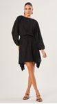 Vestido Mini com Mangas Metallic Stripes Preto