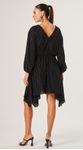 Vestido Mini com Mangas Metallic Stripes Preto