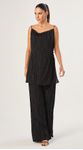 Conjunto de Blusa e Calça Metallic Stripes Preto