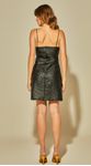 Vestido Curto Couro Bordado Preto