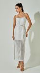 Vestido Decote Reto com Fenda Off White