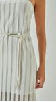 Vestido Decote Reto com Fenda Off White