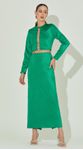 Vestido Midi Manga Longa com Argolas
