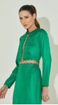 Vestido Midi Manga Longa com Argolas