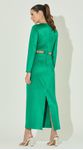 Vestido Midi Manga Longa com Argolas
