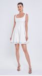 Vestido Curto C/ Recortes E Bordado 