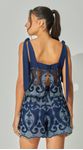 Blusa Guipir Denim com Laços