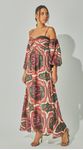 Vestido Midi Com Mangas Estampado