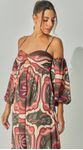 Vestido Midi Com Mangas Estampado