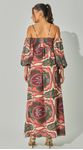 Vestido Midi Com Mangas Estampado