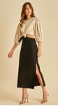Vestido Midi Linho Bicolor