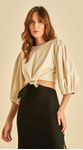 Vestido Midi Linho Bicolor