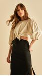 Vestido Midi Linho Bicolor