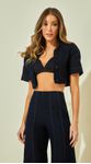 Top Jeans com Nervuras