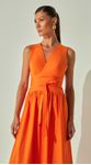 Vestido Midi Transpasse Em Tricoline