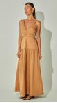 Vestido Midi com Vazados Tricoline