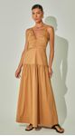 Vestido Midi com Vazados Tricoline