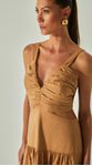 Vestido Midi com Vazados Tricoline