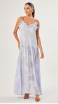 Vestido Longo de Alça Paisley Azul