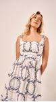 Vestido Midi Linho Bordados Off White