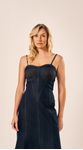 Vestido Midi Recortes Jeans