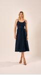 Vestido Midi Saia Franzida Jeans