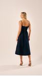 Vestido Midi Saia Franzida Jeans