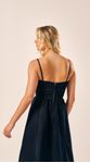 Vestido Midi Saia Franzida Jeans