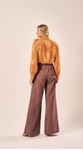 Calça Pantalona Com Pregas Chocolate