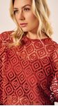 Blusa Guipir Manga Longa Terracota