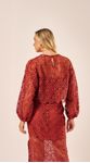 Blusa Guipir Manga Longa Terracota