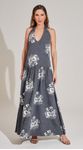 Vestido Midi Decote V Estampado