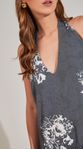 Vestido Midi Decote V Estampado