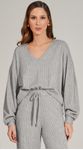 Blusa de Tricot com Manga Longa Cinza