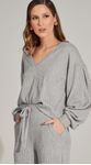 Blusa de Tricot com Manga Longa Cinza