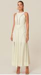Vestido Midi com Renda em Linho Off