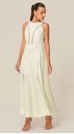 Vestido Midi com Renda em Linho Off