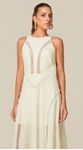 Vestido Midi com Renda em Linho Off