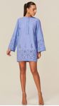 Chemise Manga Longa em Laise Azul