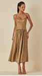 Vestido Midi de Alça Metalizado Dourado
