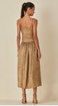Vestido Midi de Alça Metalizado Dourado