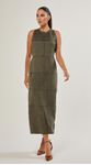 Vestido Midi Suede Com Recortes