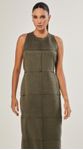 Vestido Midi Suede Com Recortes