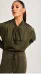 Camisa Cetim com Faixa Verde Militar 