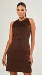 Vestido Curto Suede Com Recortes