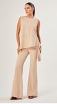 Calça Flare Em Crepe